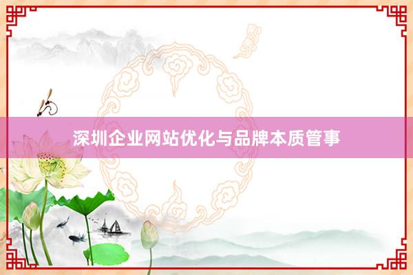 深圳企业网站优化与品牌本质管事