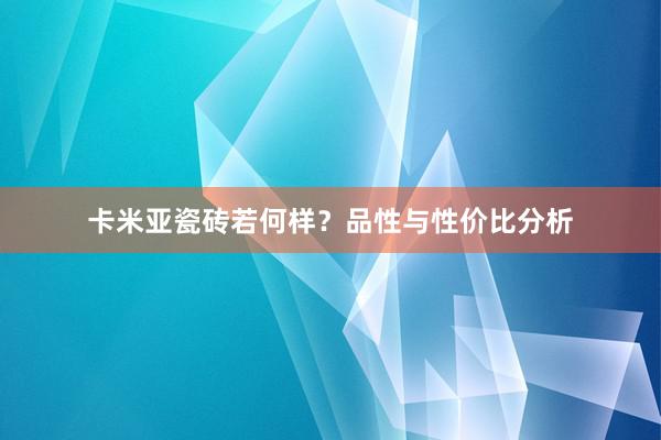 卡米亚瓷砖若何样？品性与性价比分析